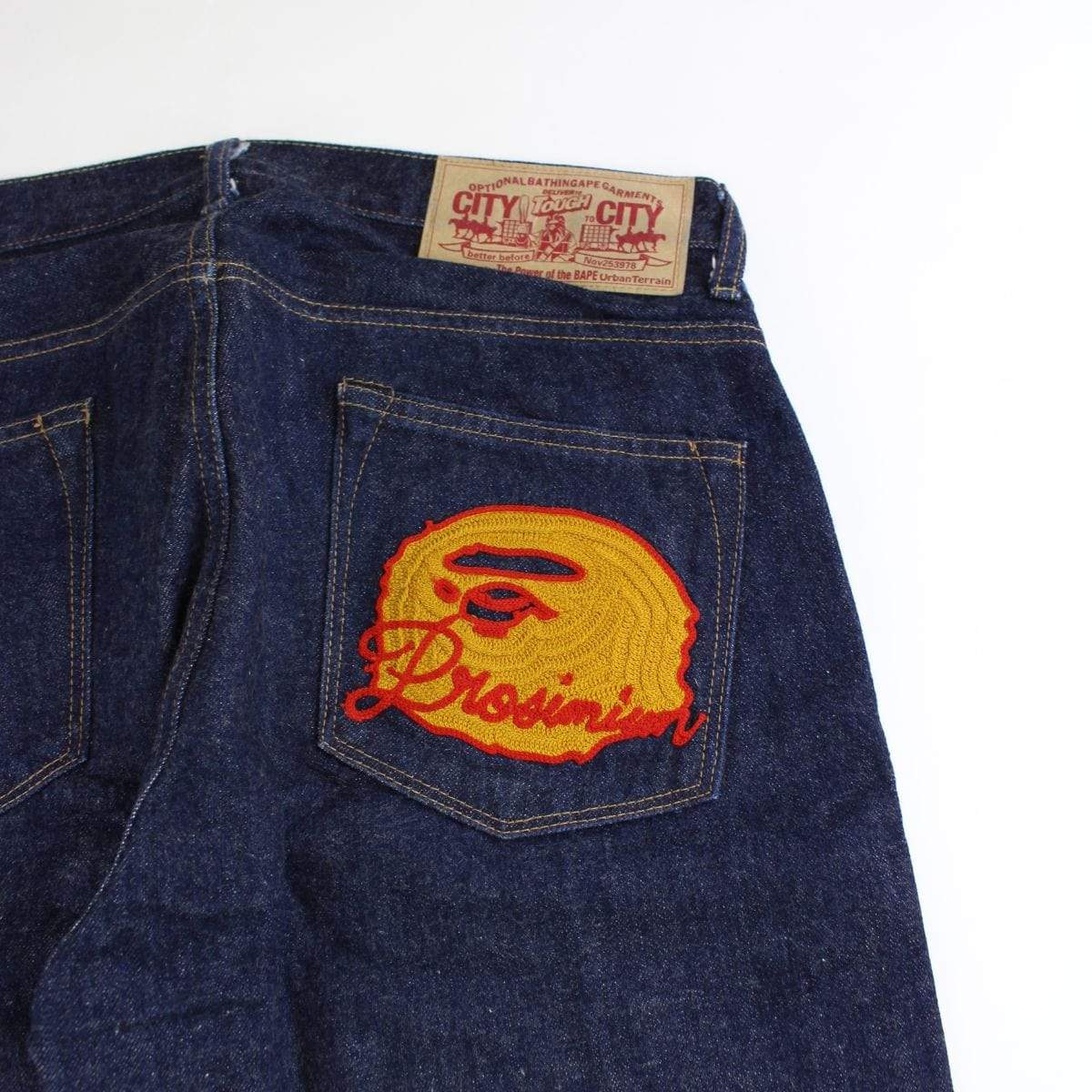 bape orange big ape denim jeans - SaruGeneral