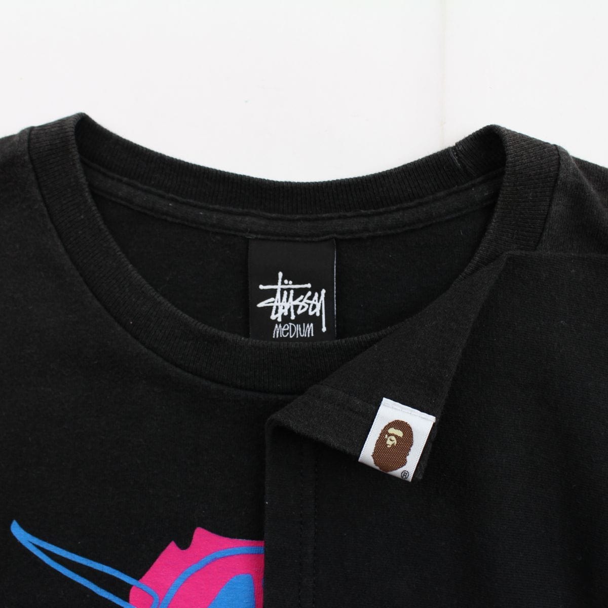 Bape x Stussy Logo Repeat Tee Black - SARUUK