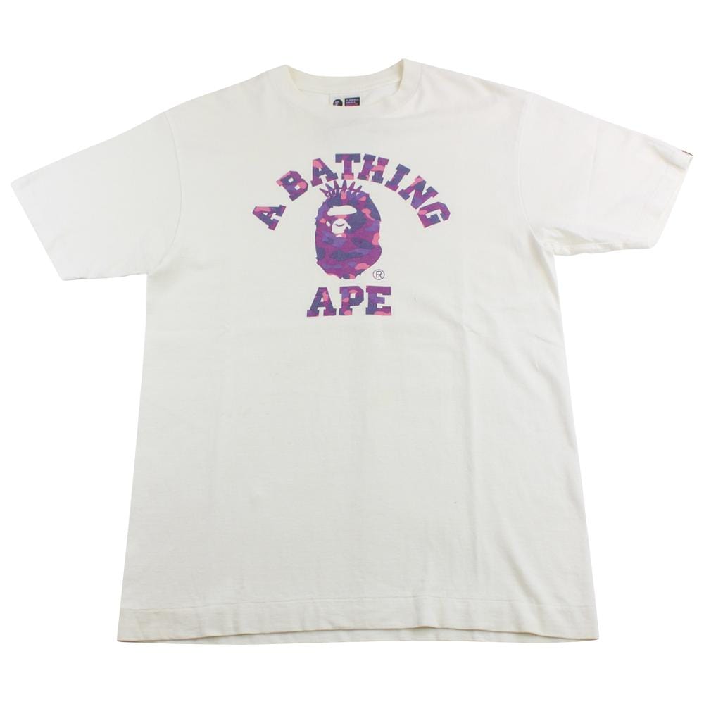 Bape Purple Camo NYC College Logo Tee White - SARUUK