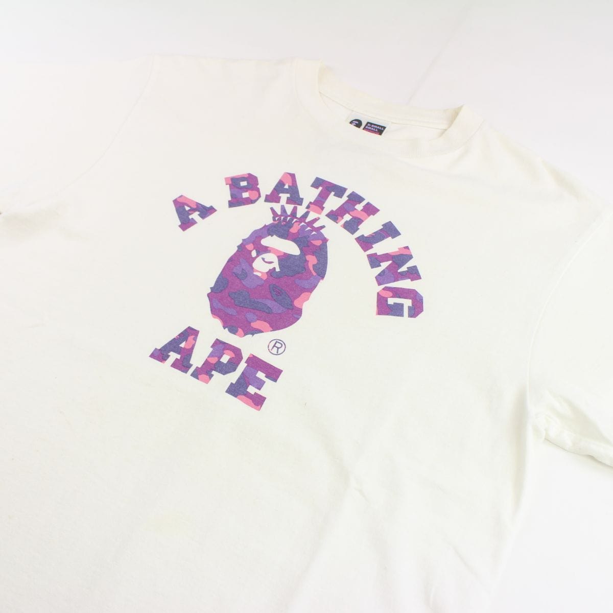 Bape Purple Camo NYC College Logo Tee White - SARUUK