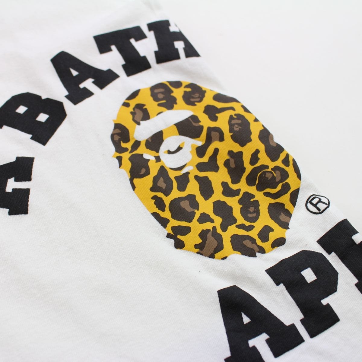 Bape Leopard Print Side College Logo Tee White - SARUUK