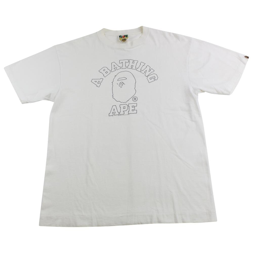 Bape Dot College Logo Tee White - SARUUK