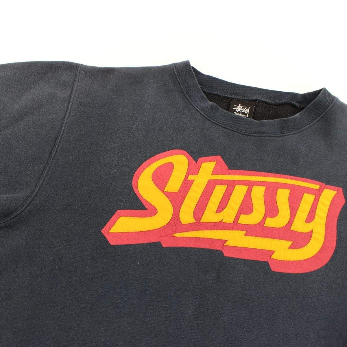 Stussy Lightning Underline Logo Crewneck Navy - SaruGeneral