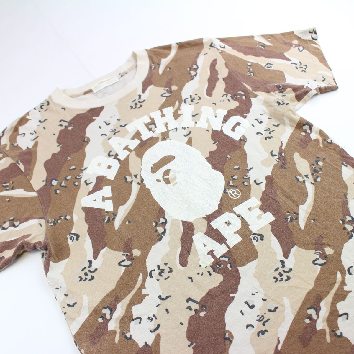 Bape Desert White Camo College Logo Tee - SARUUK