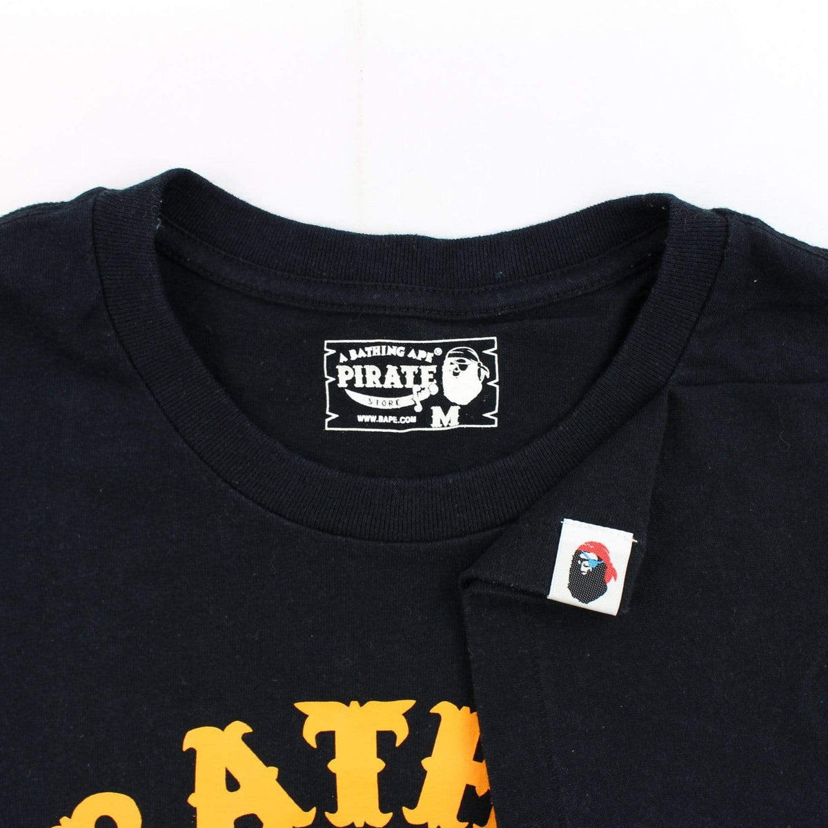 Bape orange Pirate Store College Logo Tee Black - SARUUK