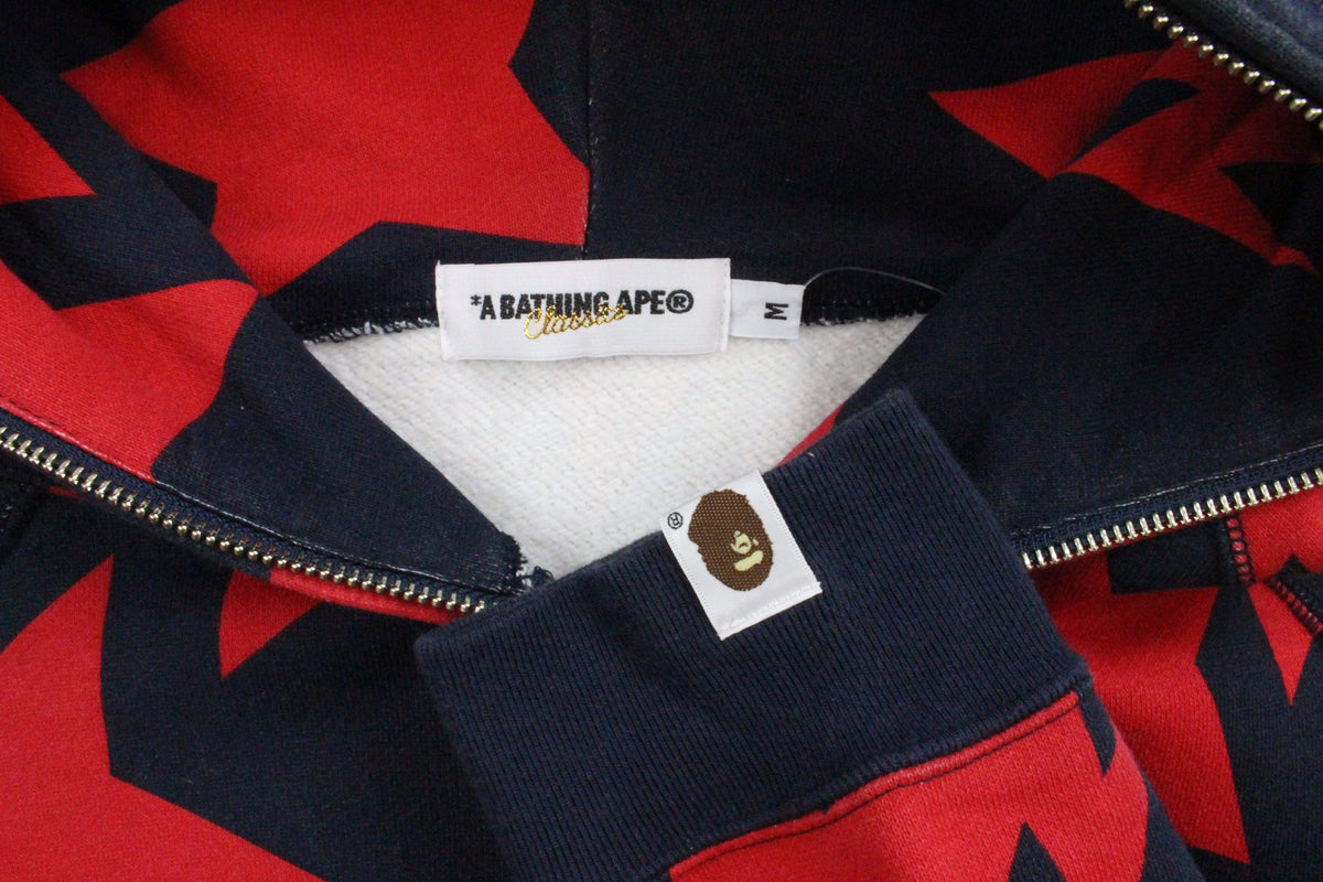 Bape Red Bapesta Zip Up Hoodie Navy - SaruGeneral