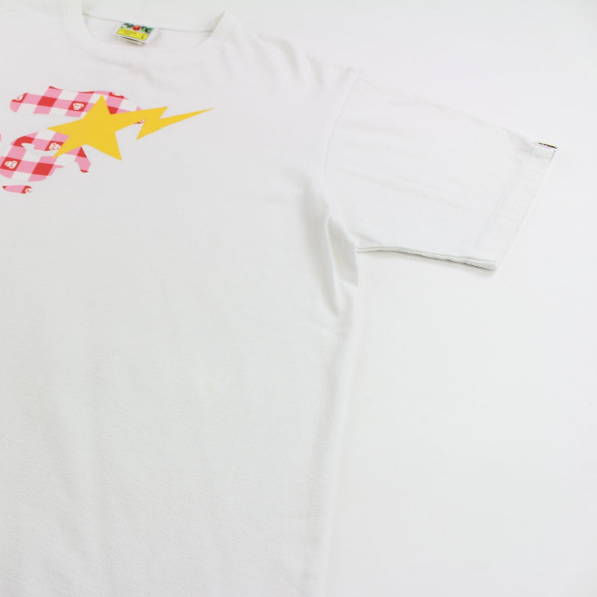 Bape tartan Ape Face Bapesta Logo Tee White - SARUUK