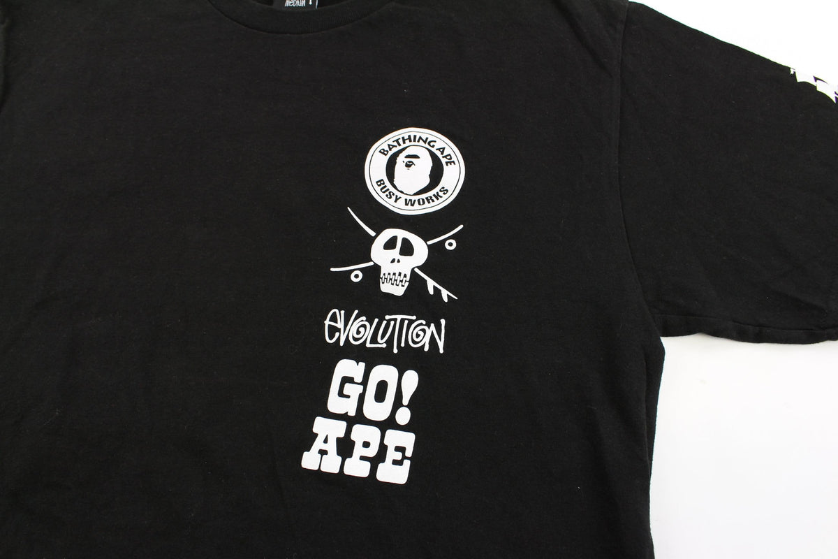 Bape x Stussy Survival of The Fittest Logo Tee Black - SARUUK