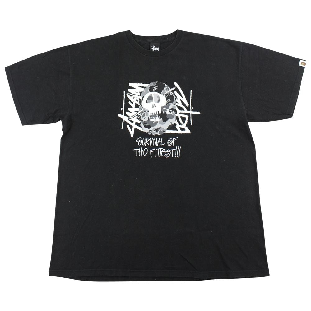 Stussy x Bape Survival of The Fittest Tee Black - SARUUK