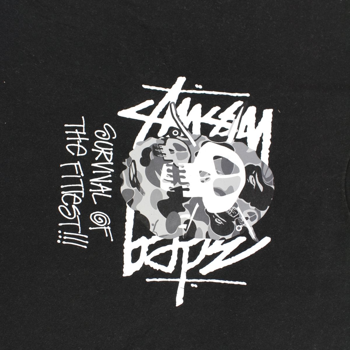 Stussy x Bape Survival of The Fittest Tee Black - SARUUK