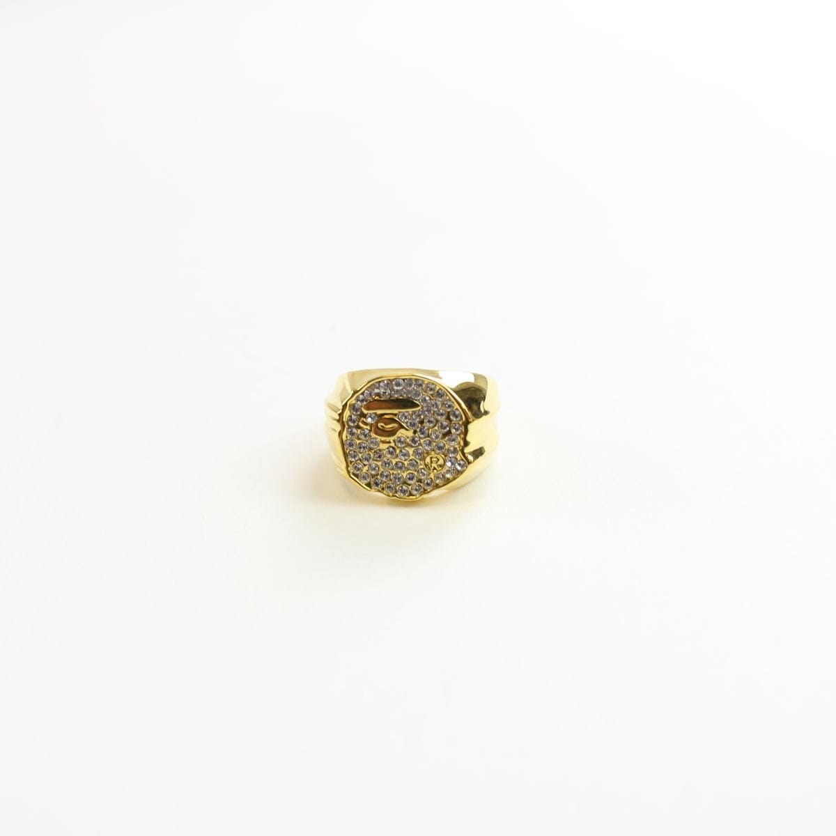 bape swarkovski big ape logo ring gold - SaruGeneral