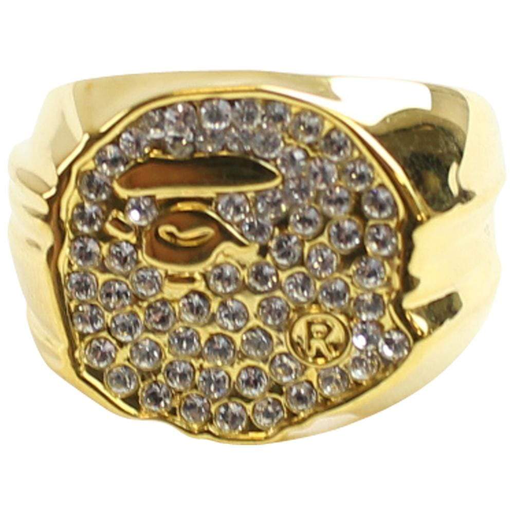 bape swarkovski big ape logo ring gold - SaruGeneral