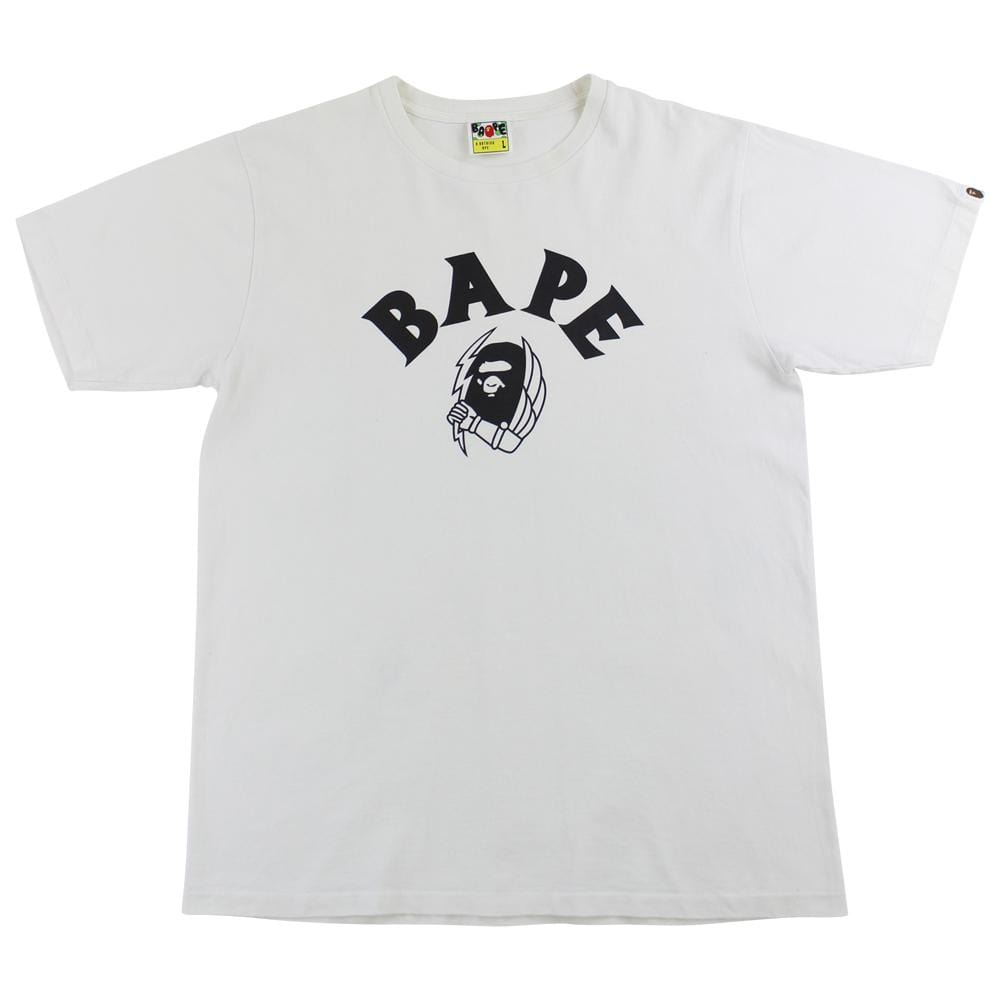 Bape Thunderbolt Ape Face Tee White - SARUUK