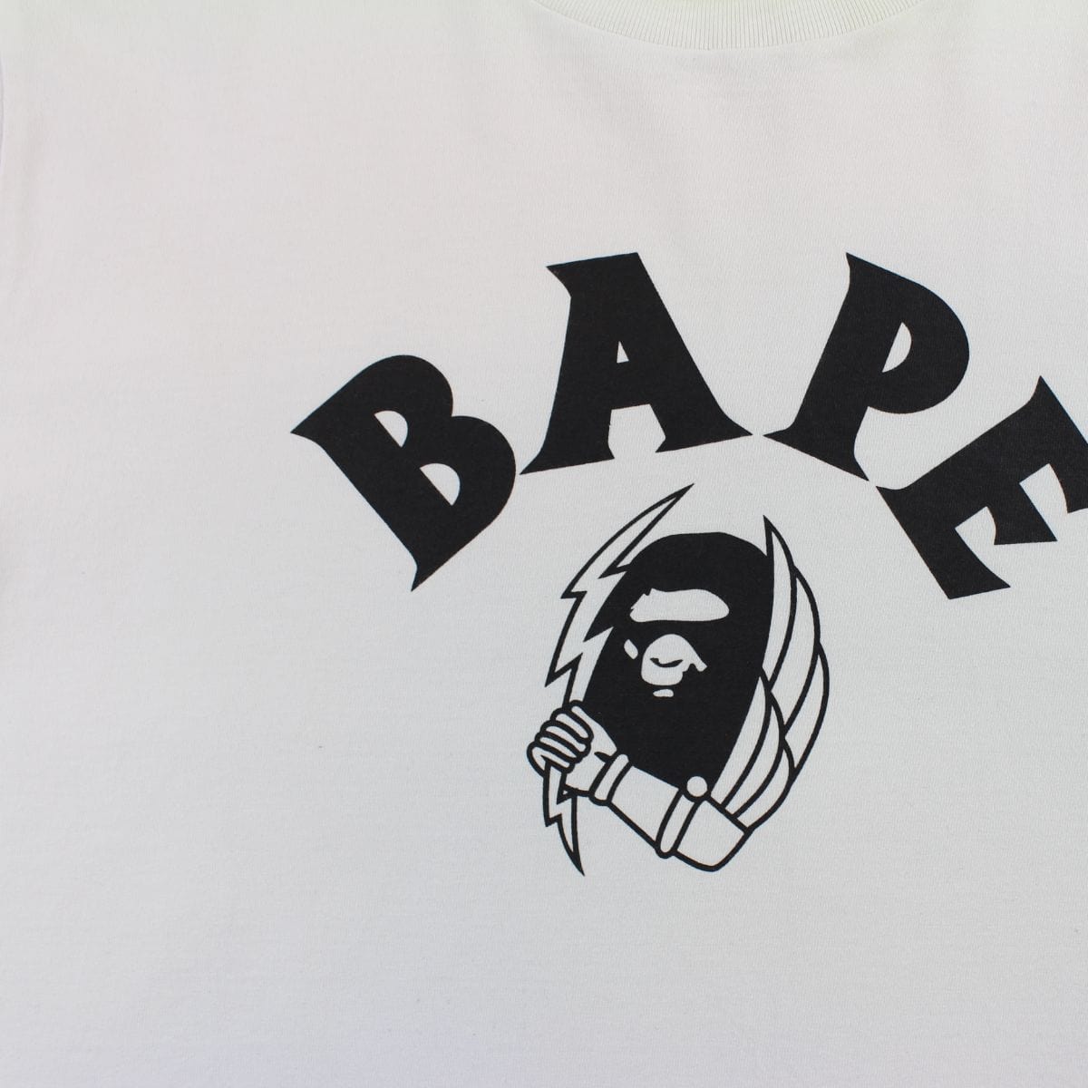 Bape Thunderbolt Ape Face Tee White - SARUUK