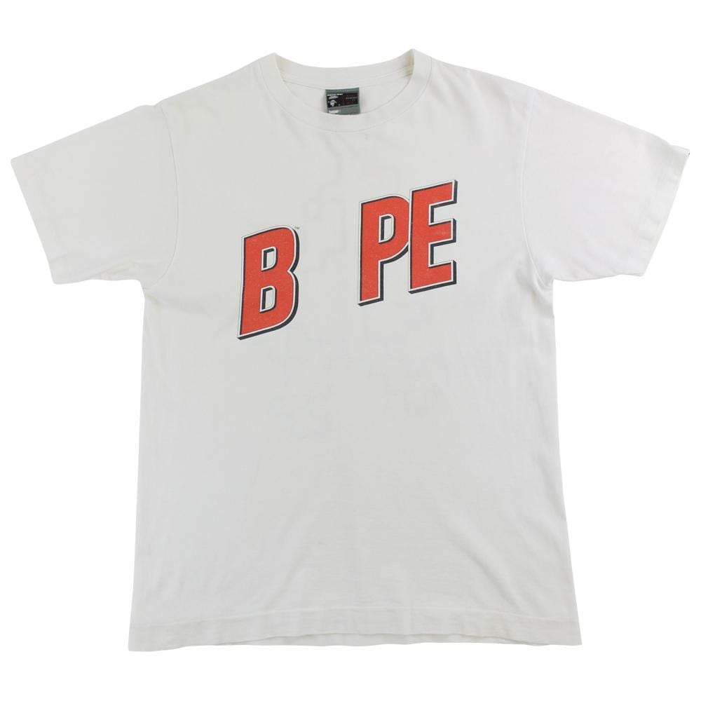 Bape Bapesta puzzle dino Text Logo Tee White - SARUUK