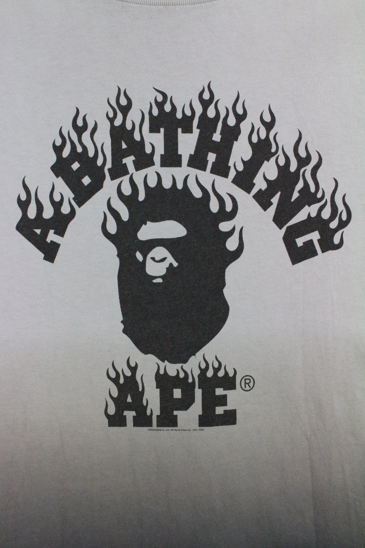 Bape Black Flame College Logo Tee Grey Gradient - SaruGeneral