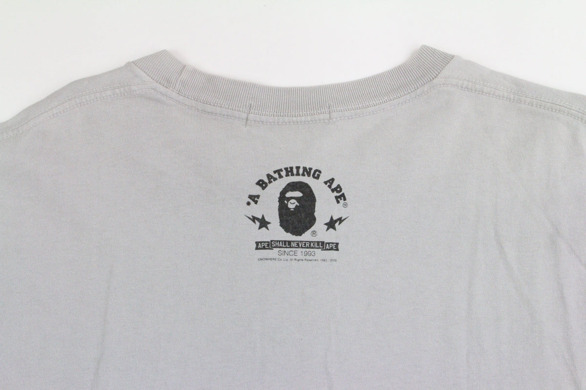 Bape Black Flame College Logo Tee Grey Gradient - SaruGeneral