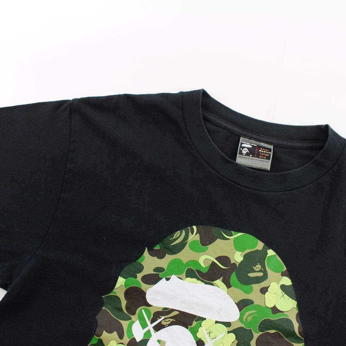 Bape x Kaws ABC Green Camo Big Ape Logo Tee Black - SaruGeneral