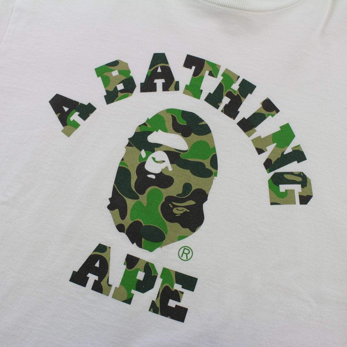 Bape ABC Green Camo College Logo Tee White - SaruGeneral