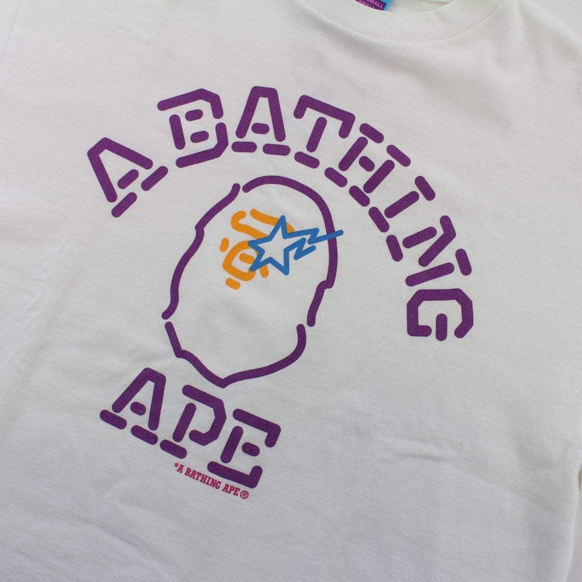 Bapesta College Logo Purple Orange Blue Tee White - SaruGeneral