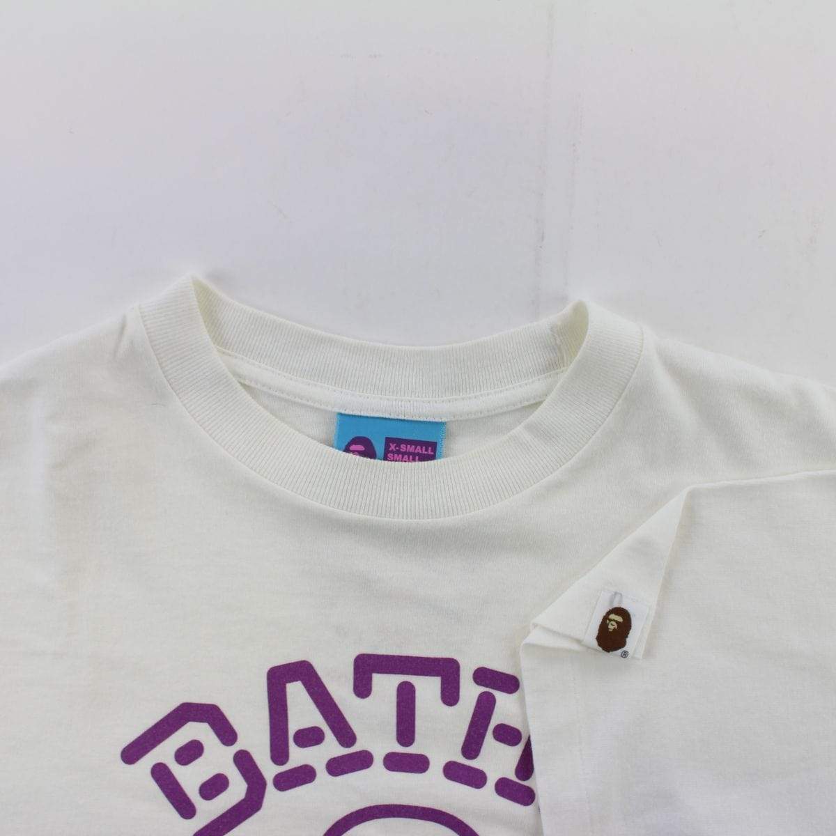Bapesta College Logo Purple Orange Blue Tee White - SaruGeneral