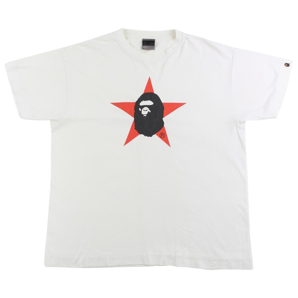 Bape Big Ape Red Star Tee White - SARUUK