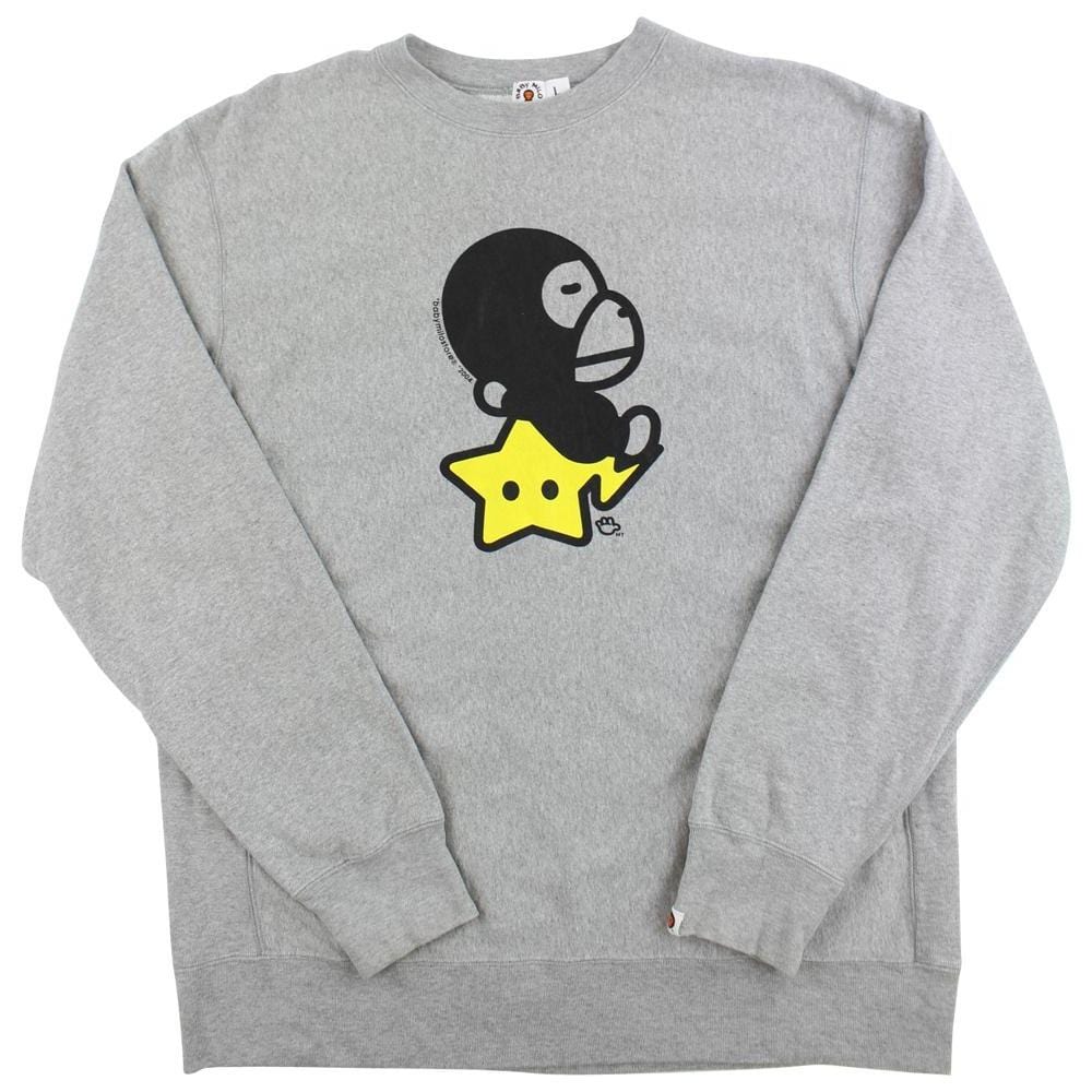 Bape Sleeping Milo Bapesta Crewneck Grey - SARUUK