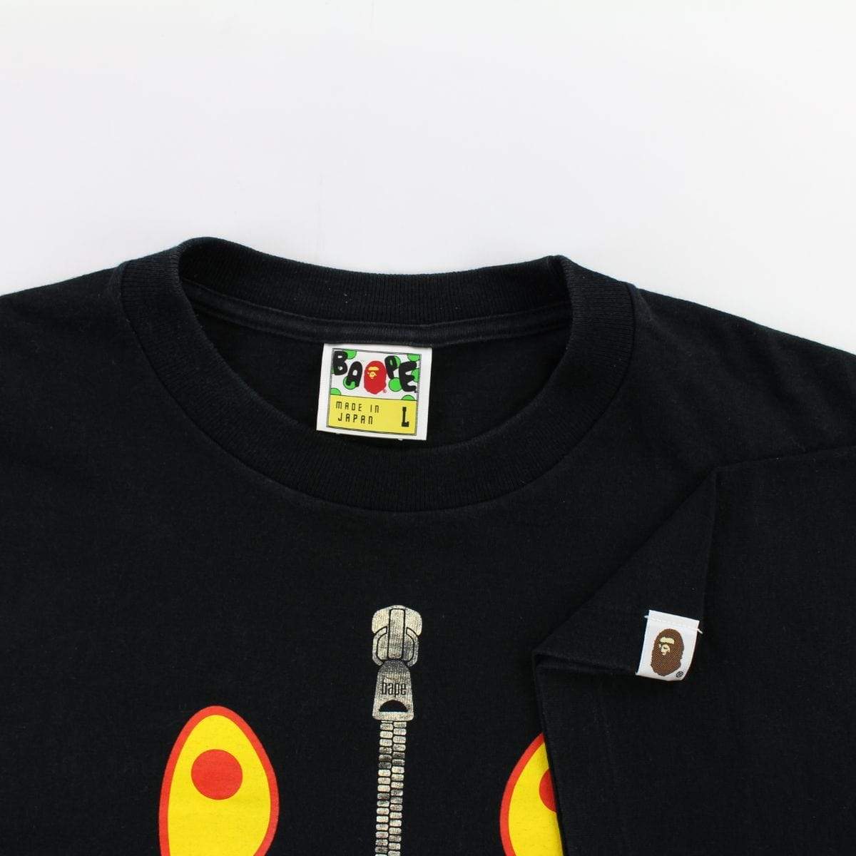 Bape Milo Orange Yellow Shark Face Tee Black - SaruGeneral