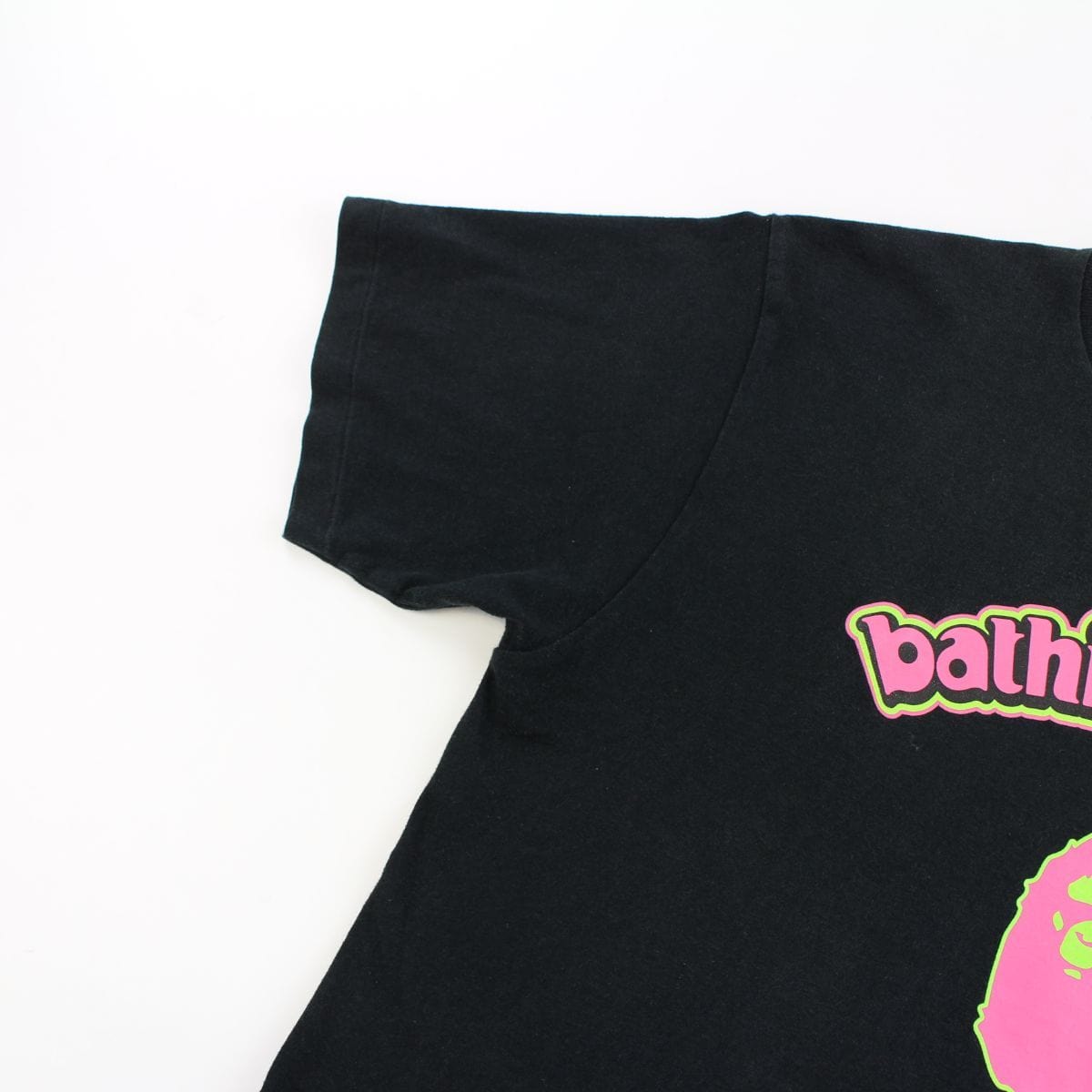 Bape Pink 3D Text Ape Face Tee Black - SARUUK