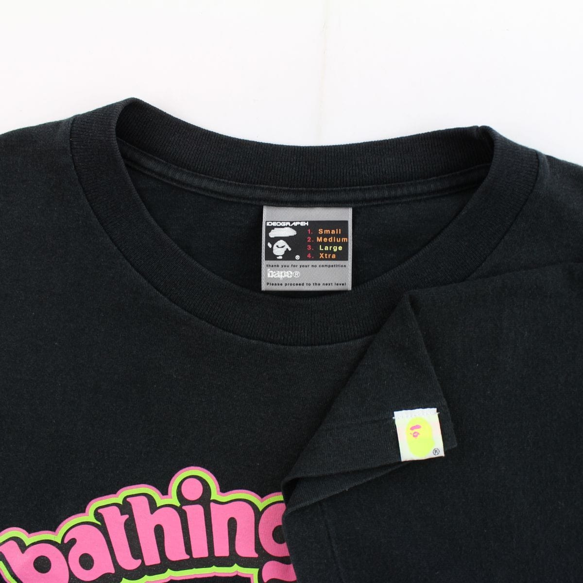 Bape Pink 3D Text Ape Face Tee Black - SARUUK