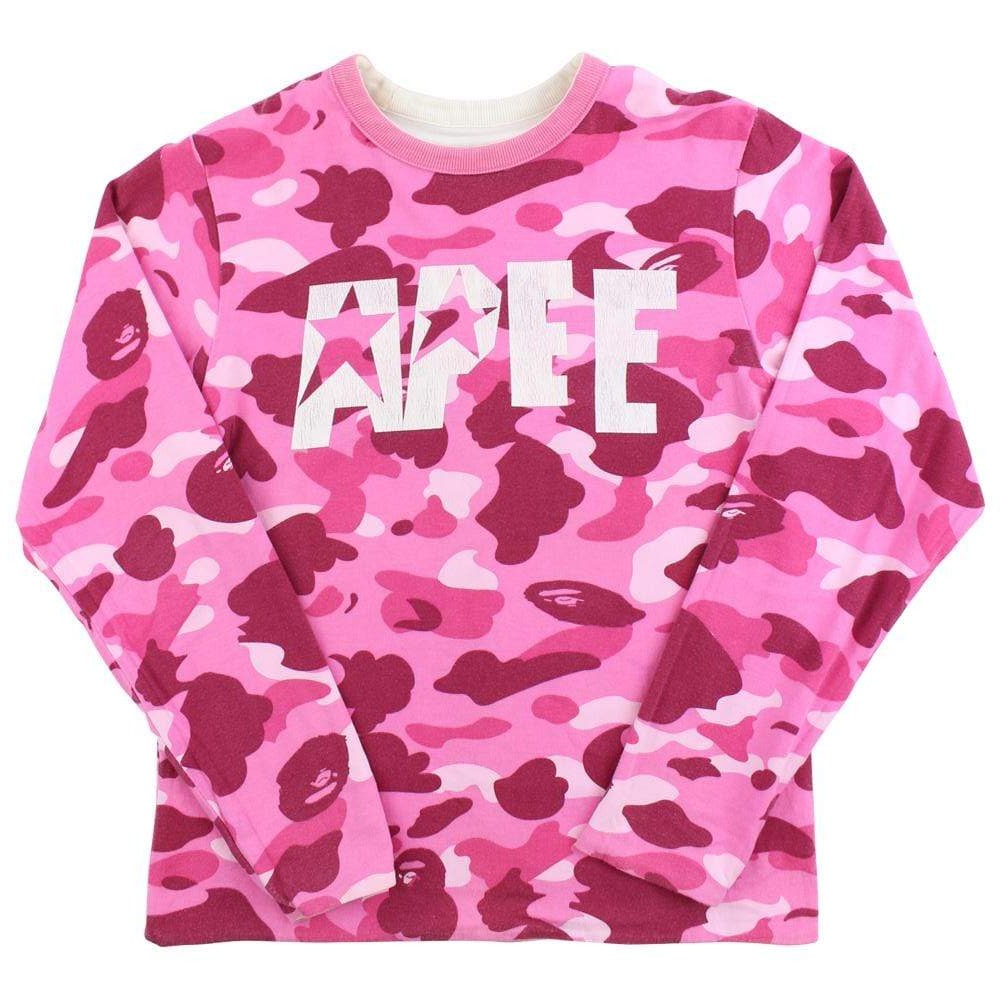 Bape Pink Camo LS Reversible Tee - SARUUK