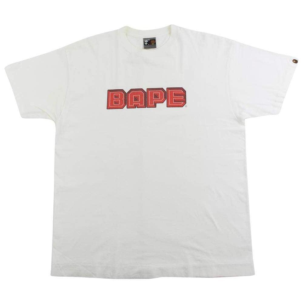 Bape Red Text Tee White - SARUUK
