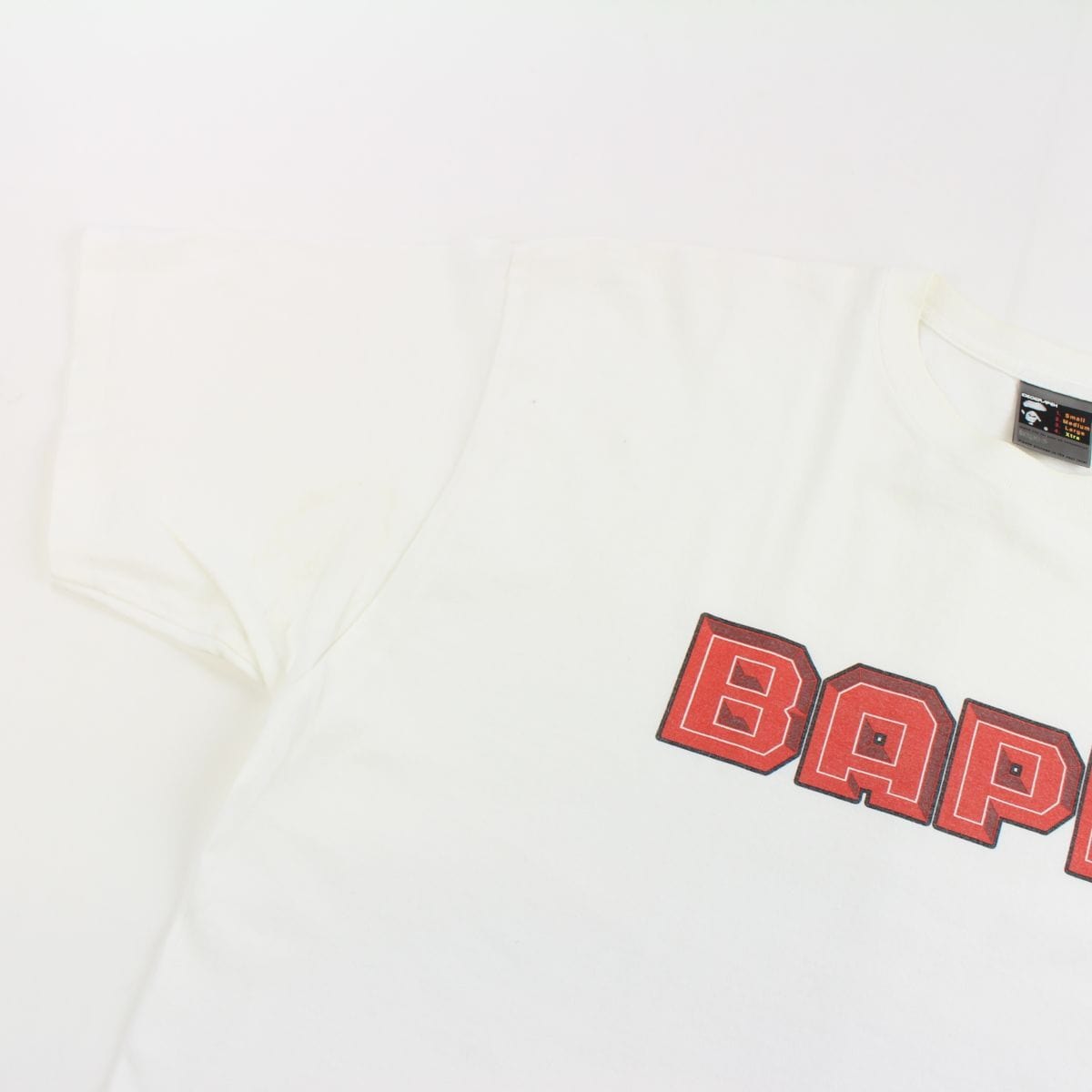 Bape Red Text Tee White - SARUUK