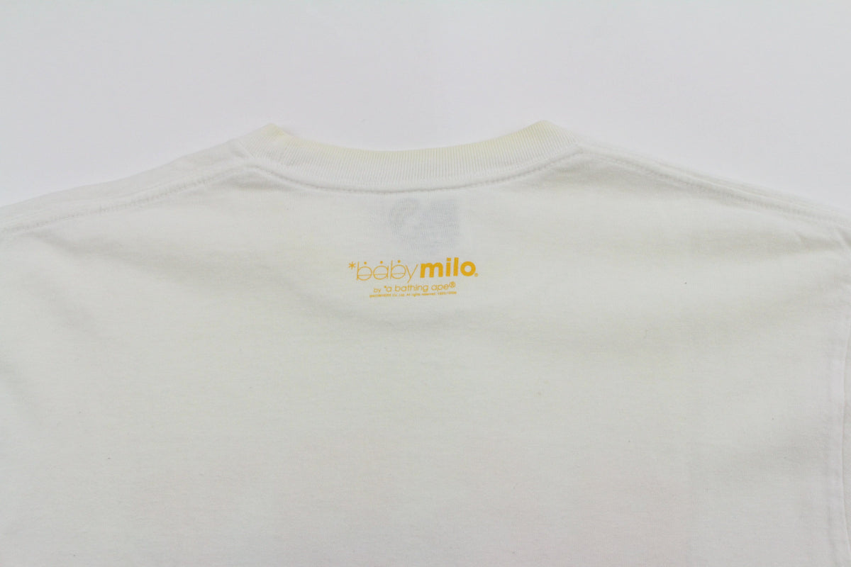 Bape Baby Milo Yellow Arc Text Tee White - SaruGeneral