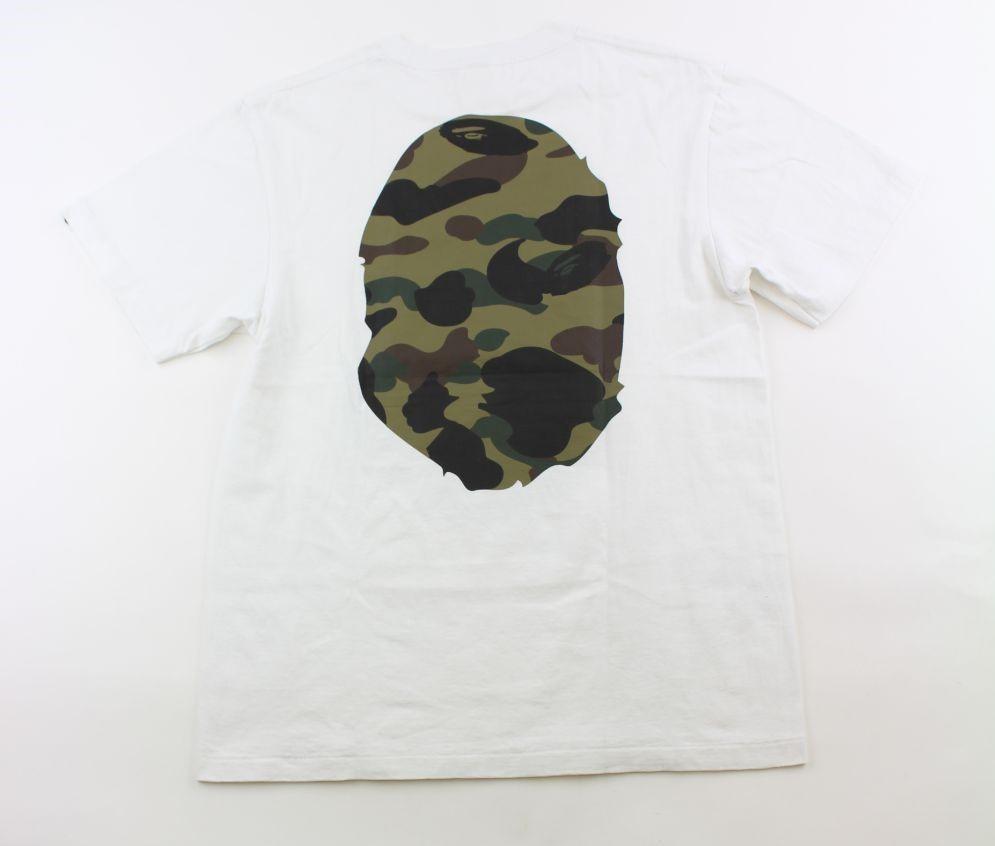 Bape 1st Green Camo College Logo Tee White - SaruGeneral