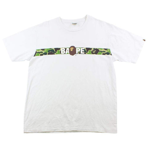 T-shirt Bape ABC Green Camo Tape avec logo blanc