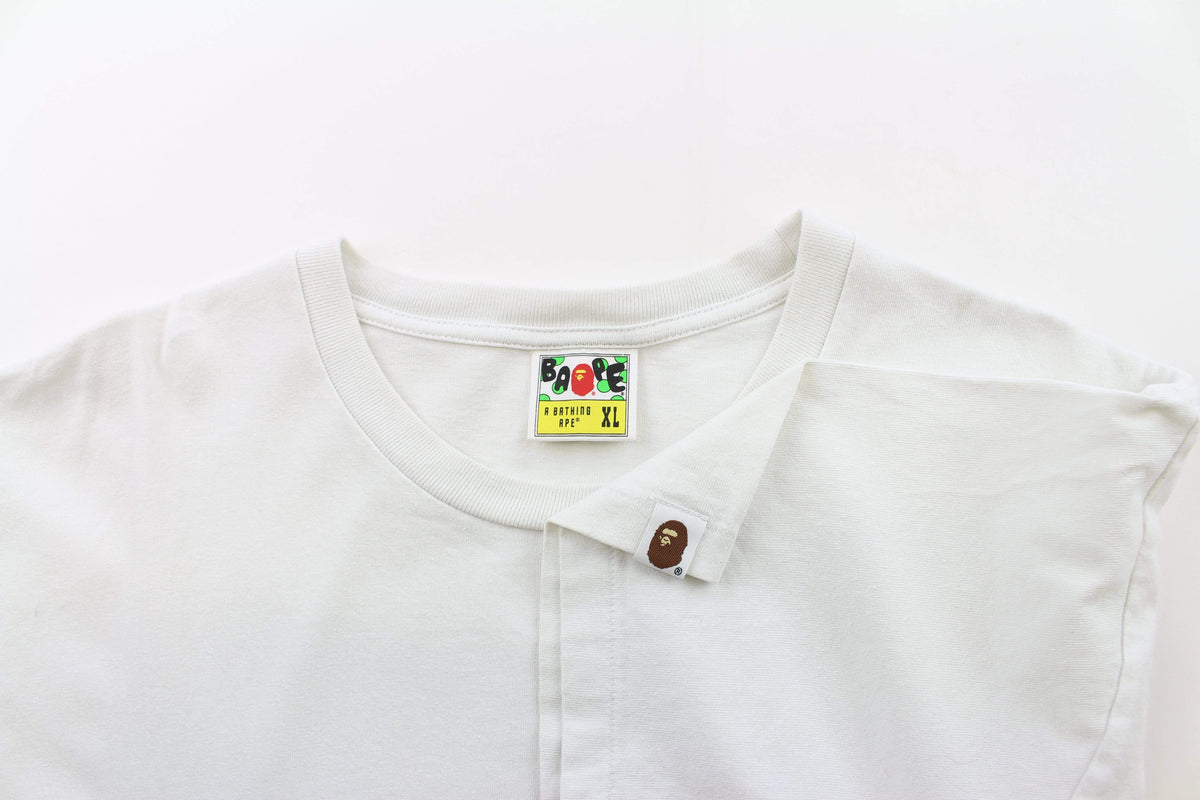 Bape ABC Green Camo Tape Logo Tee White - SaruGeneral