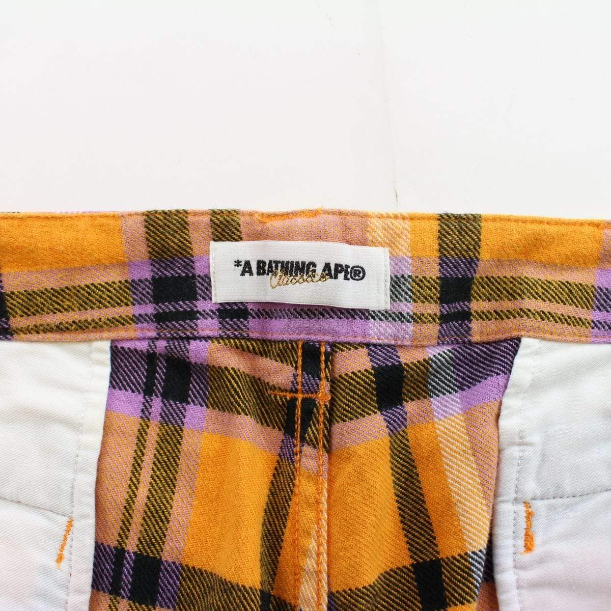 Bape Purple & Orange Plaid Shorts - SaruGeneral