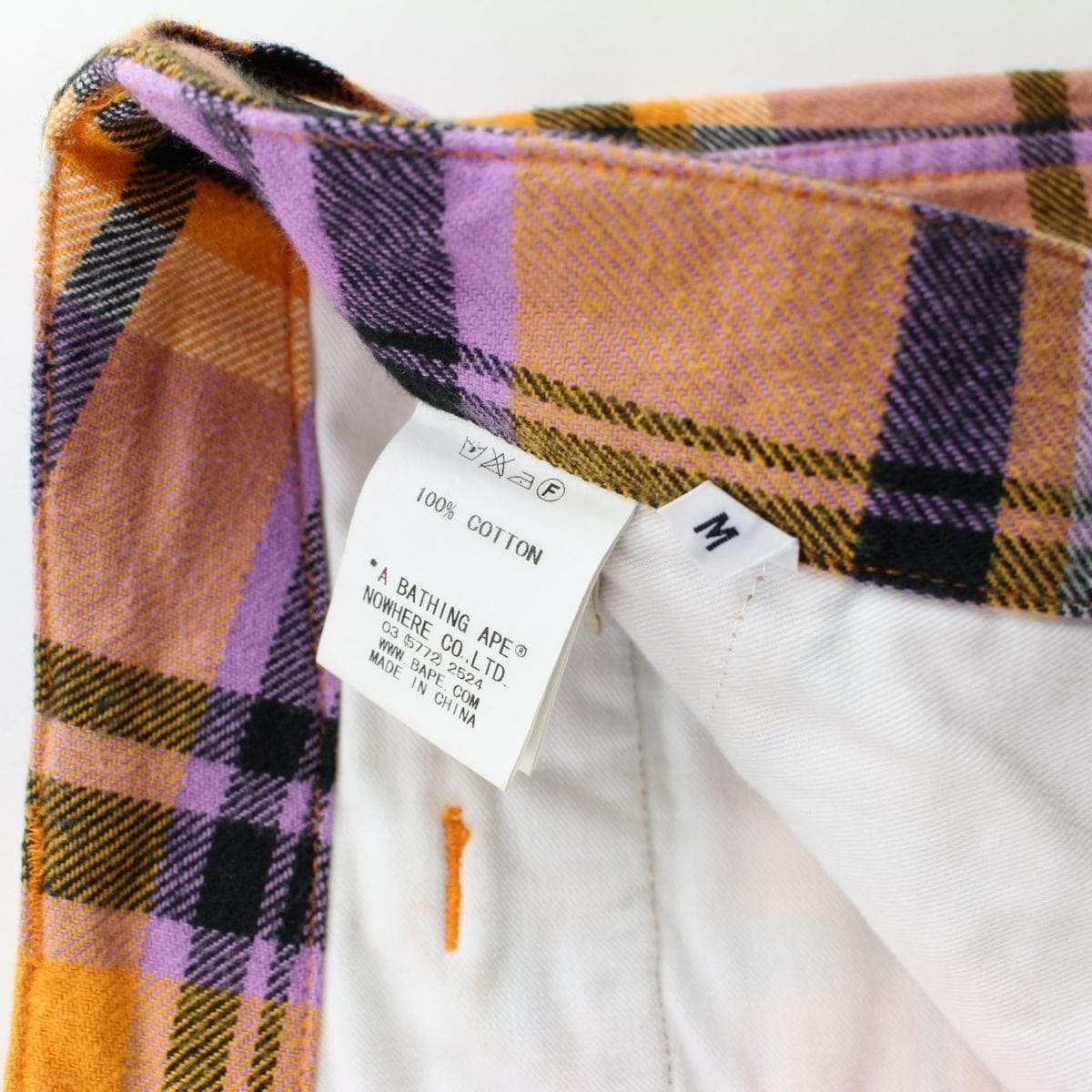 Bape Purple & Orange Plaid Shorts - SaruGeneral