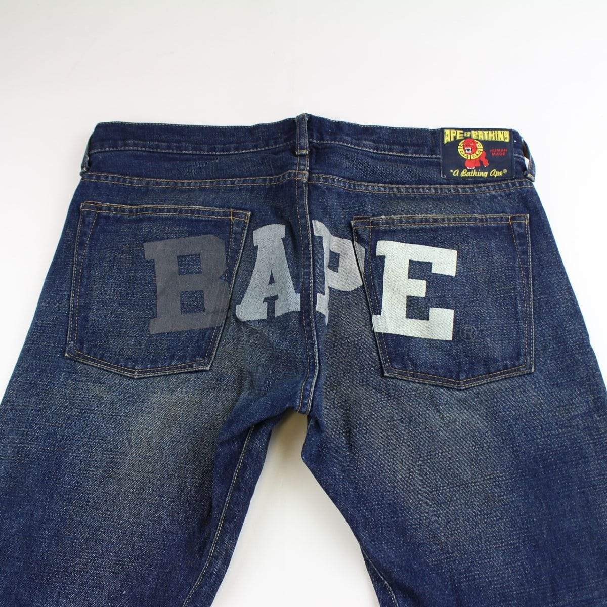 Bape Blue Text Jeans - SaruGeneral