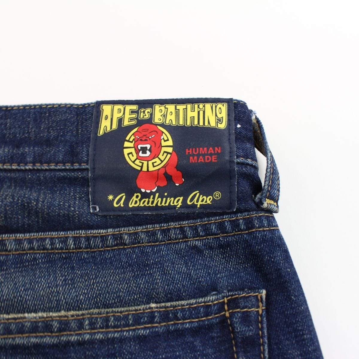 Bape Blue Text Jeans - SaruGeneral