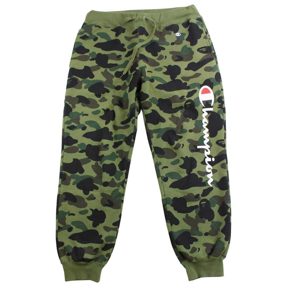 bape x champion 1st green camo sweatpants 2016 - SaruGeneral