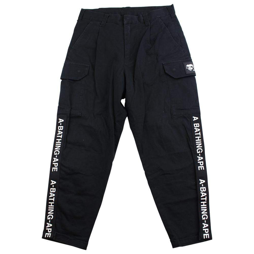 bape black strip cargo pants - SaruGeneral