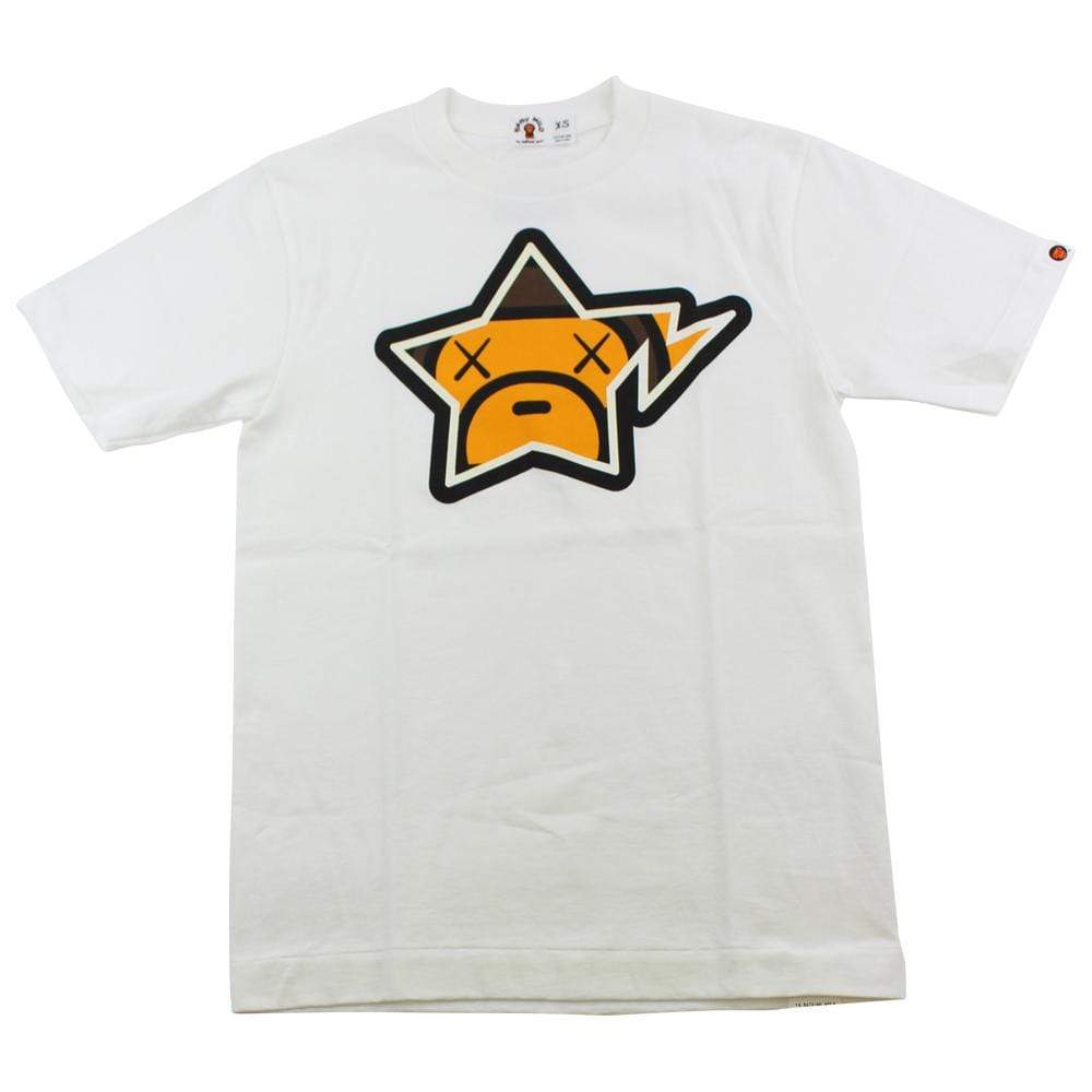 Bape x Kaws Baby Milo Bapesta Logo Tee White - SaruGeneral