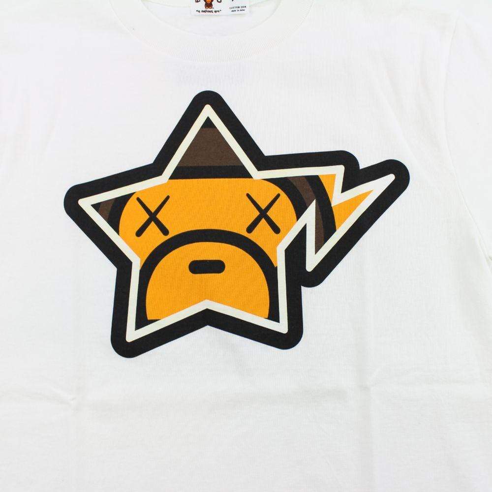 Bape x Kaws Baby Milo Bapesta Logo Tee White - SaruGeneral