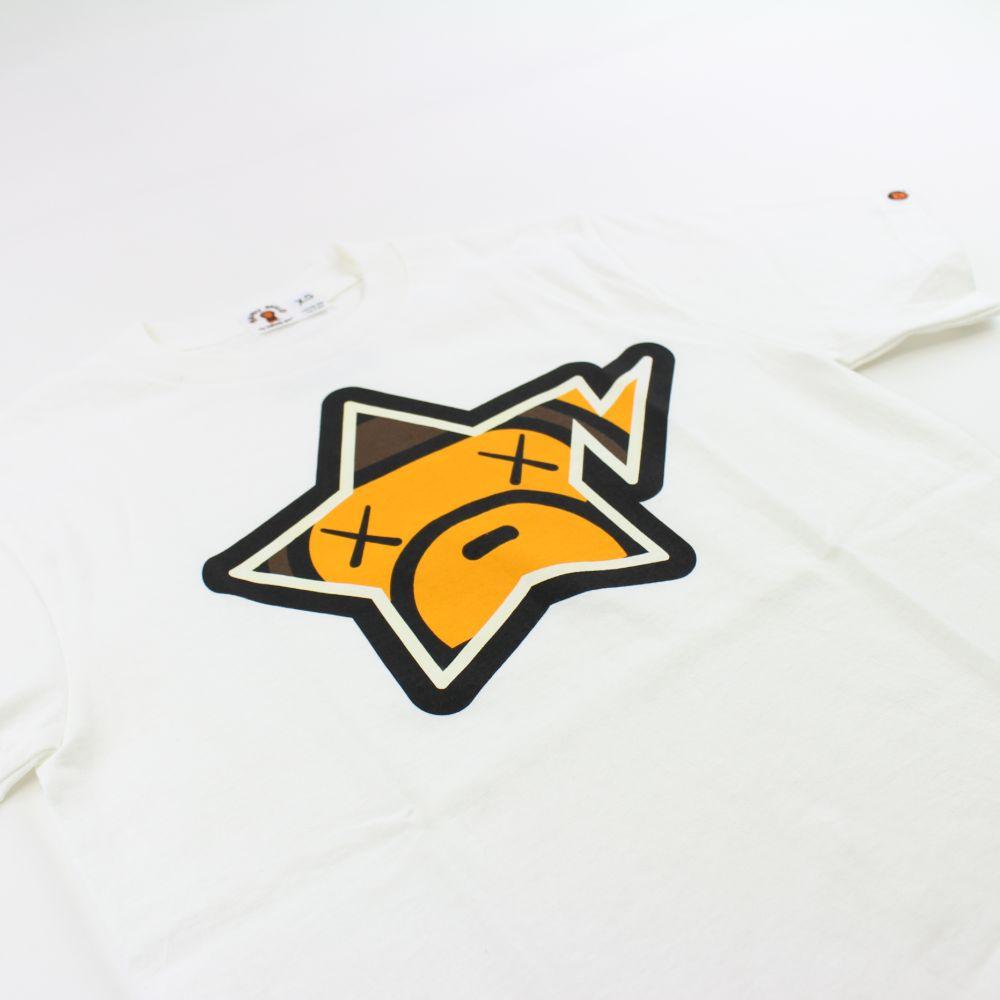 Bape x Kaws Baby Milo Bapesta Logo Tee White - SaruGeneral