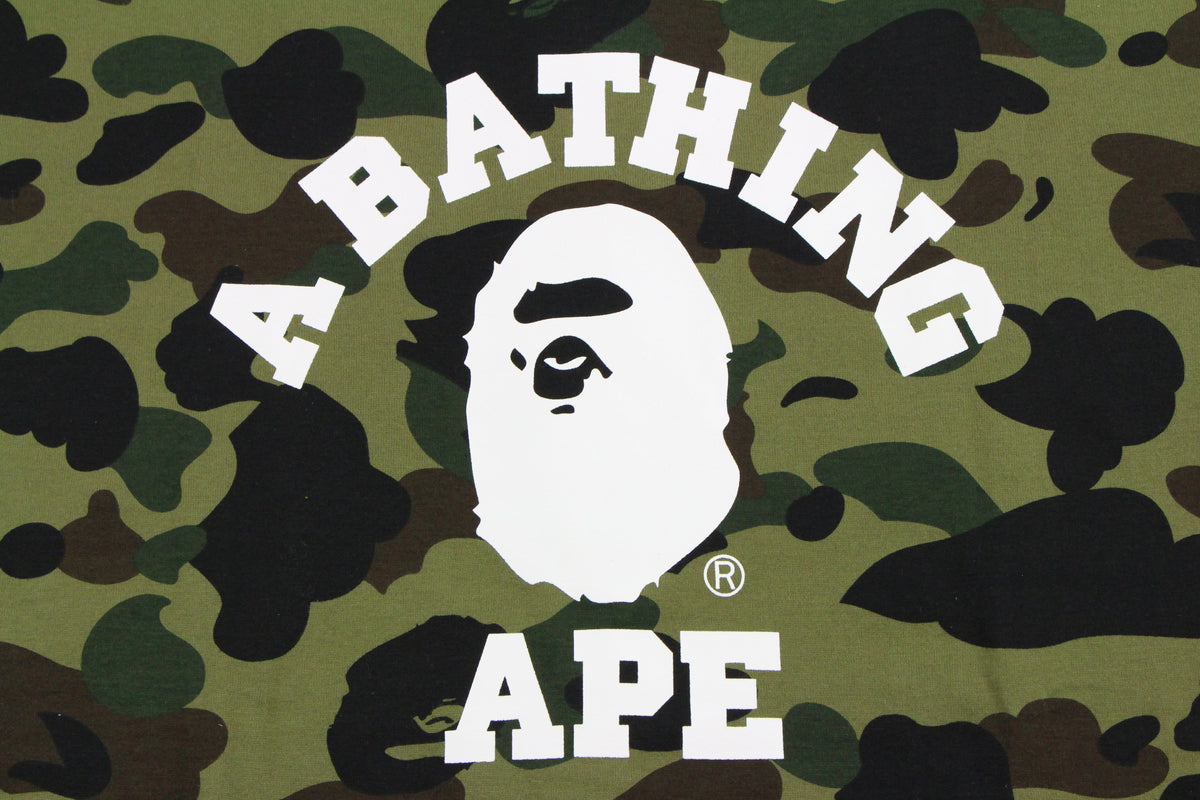 Bape White College Logo Tee 1st Green Camo - SaruGeneral