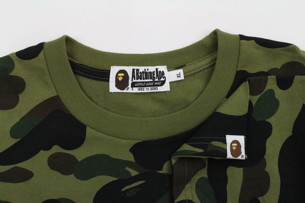 Bape White College Logo Tee 1st Green Camo - SaruGeneral