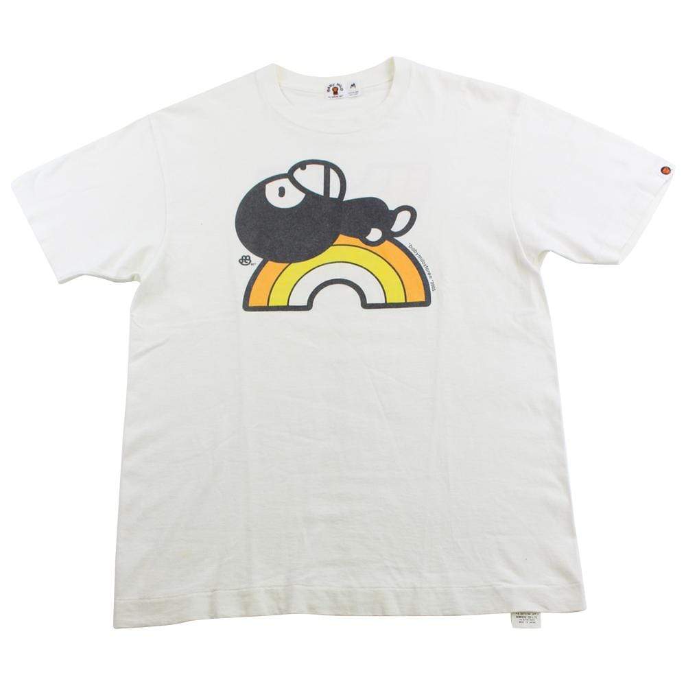 Bape baby milo orange rainbow logo tee white - SaruGeneral