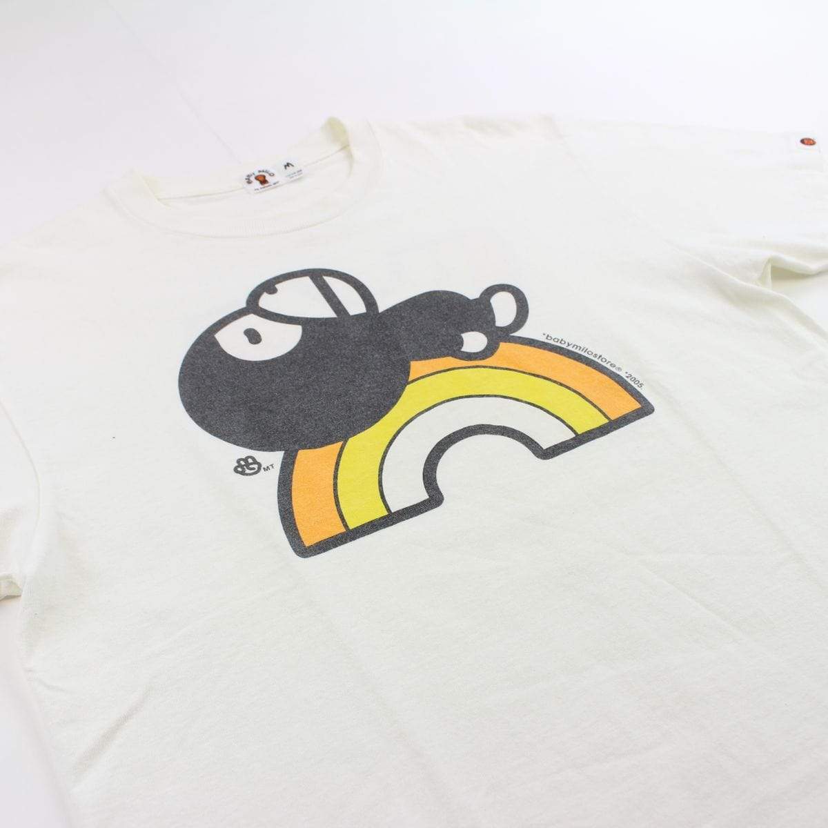 Bape baby milo orange rainbow logo tee white - SaruGeneral
